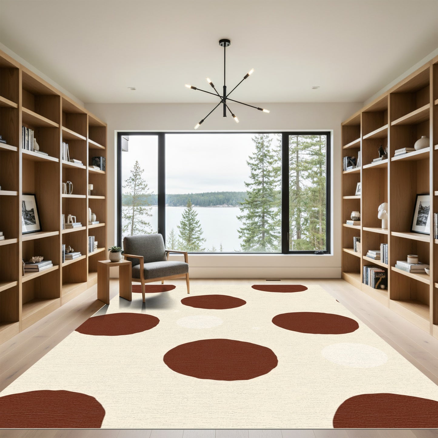 Choco Cream Contemporary Polka Dots Rug