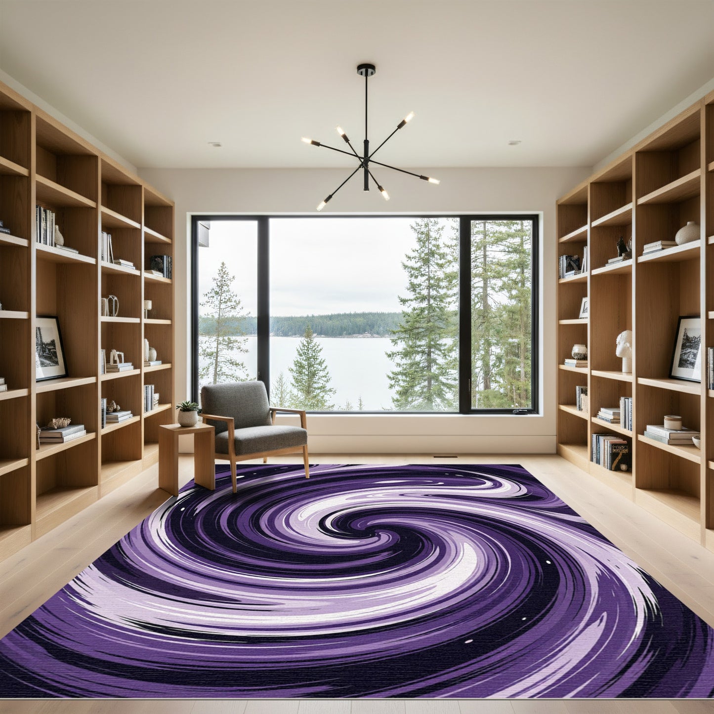 Deep Purple Swirl Abstract Rug