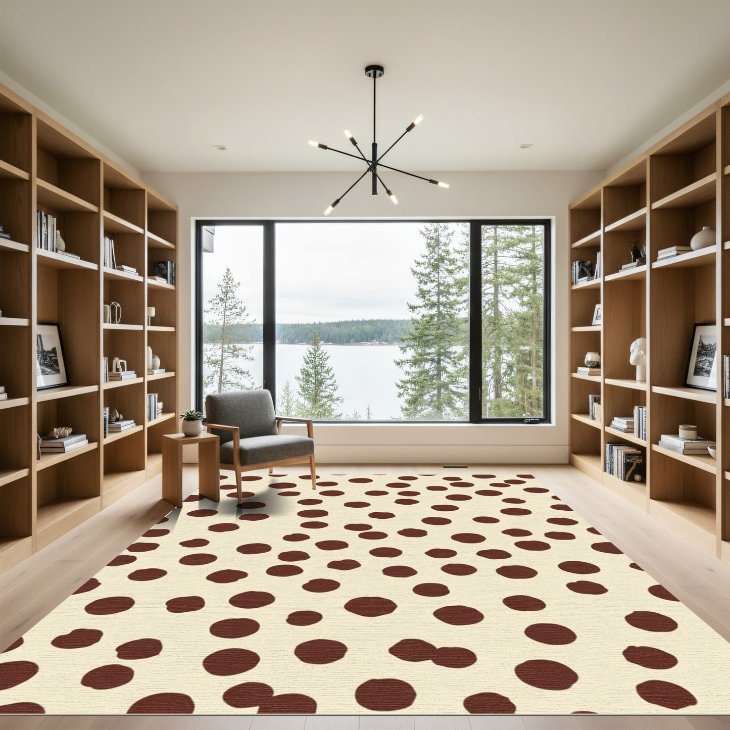 Cream and Cocoa Polka Dot Scatter Rug