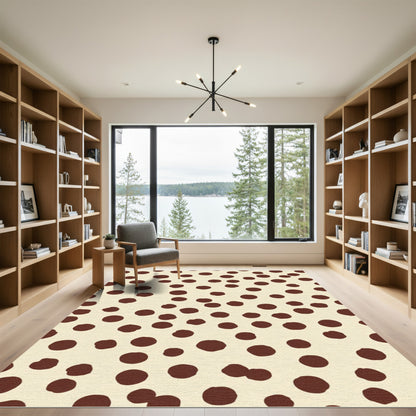 Cream and Cocoa Polka Dot Scatter Rug