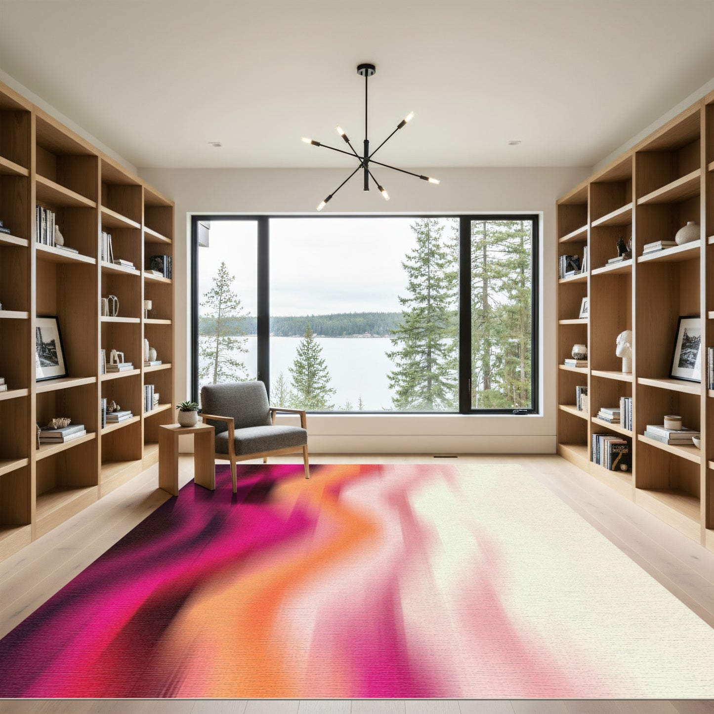 Blended Magenta Orange Vertical Streaks Rug