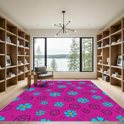 Vivid Magenta Floral Burst Rug