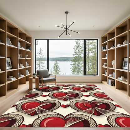 Romantic Crimson Heart Lattice Tapestry Rug