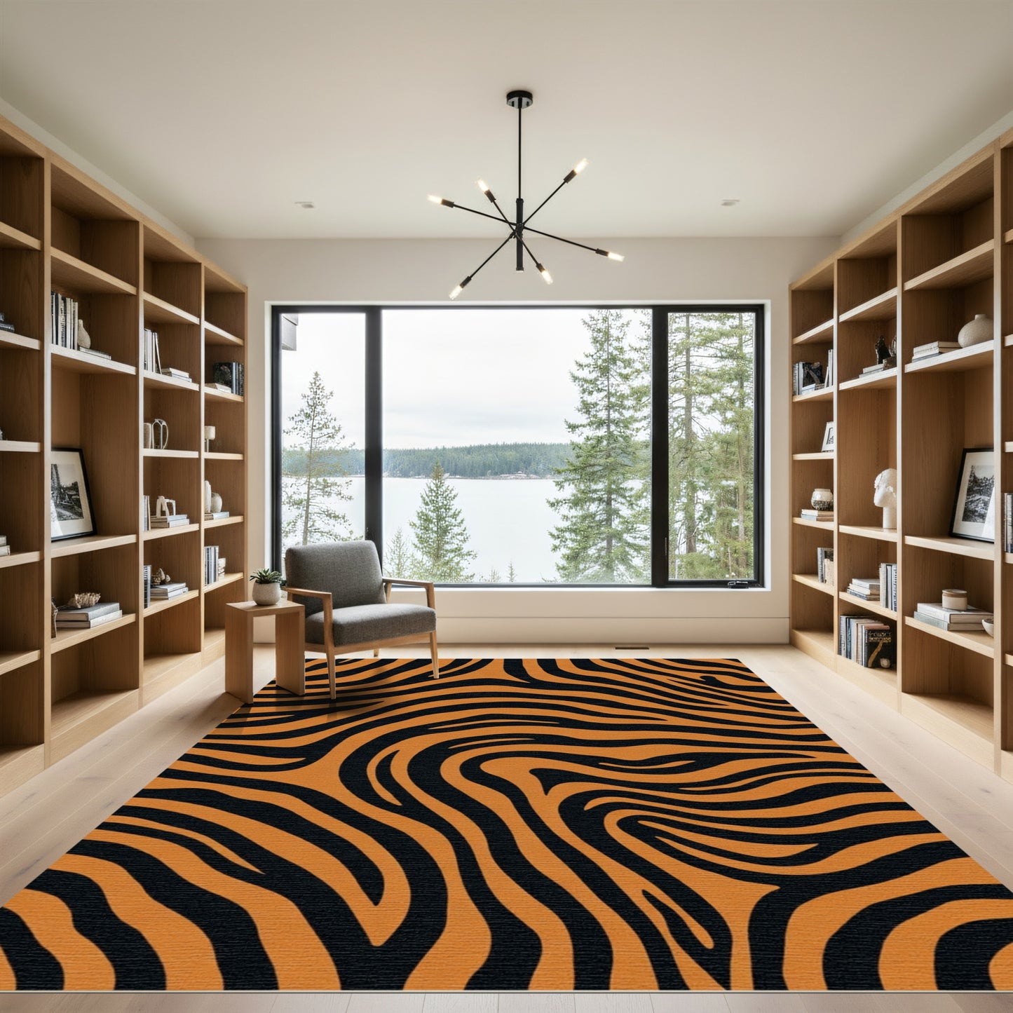 Bold Orange Black Zebra Stripes Rug