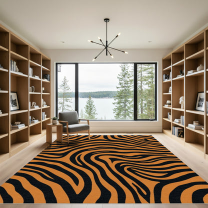 Bold Orange Black Zebra Stripes Rug