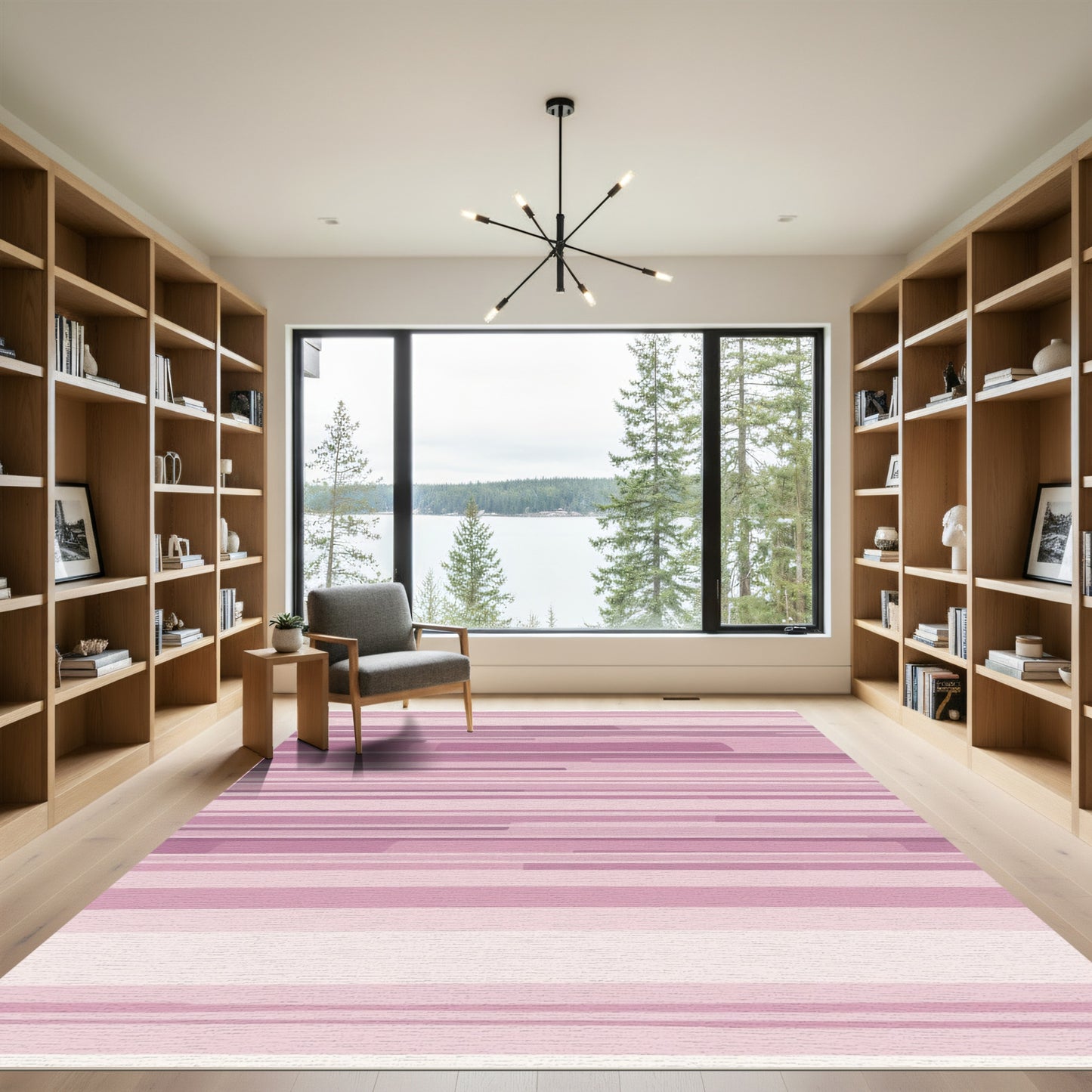 Mauve Lined Horizon Abstraction Rug
