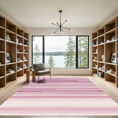 Mauve Lined Horizon Abstraction Rug