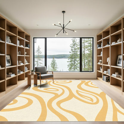 Marigold Swirl Botanical Leaf Rug