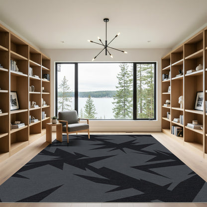 Dark Gray Jagged Abstract Rug