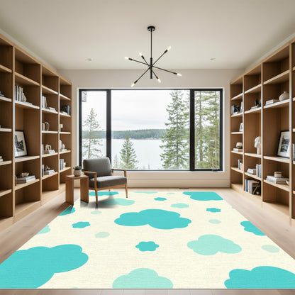 Sky Blue Clouds Cream Composition Rug