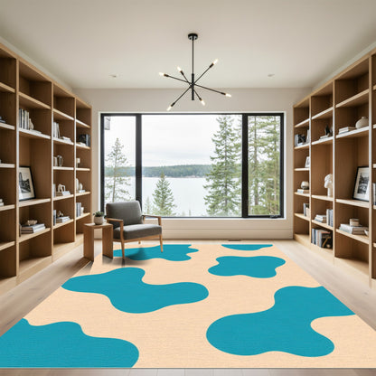 Teal Blob Abstract Surface Rug