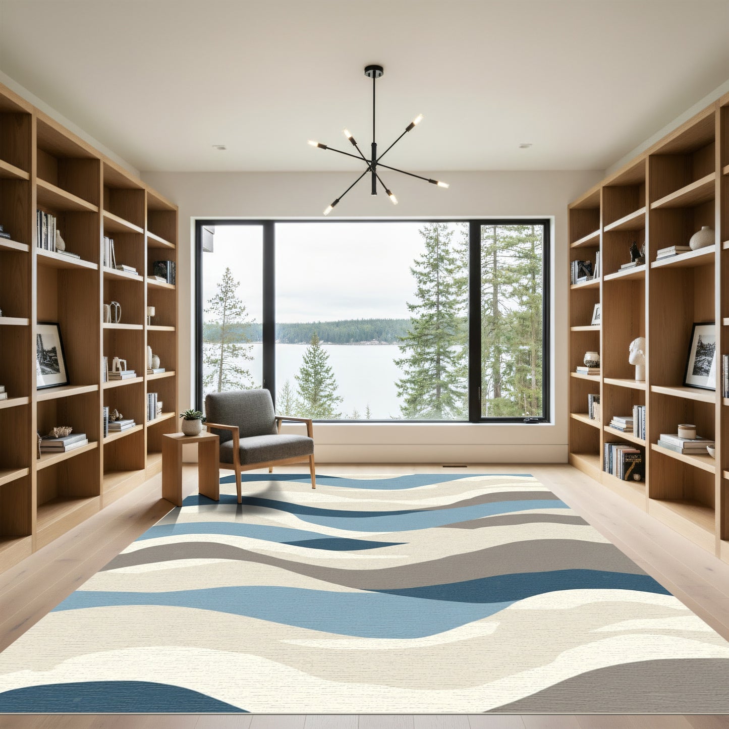 Abstract Blue Desert Dunes Rug