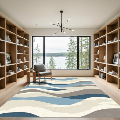 Abstract Blue Desert Dunes Rug