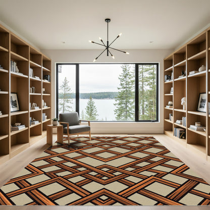 Intersecting Copper Geometric Diamond Lattice Rug