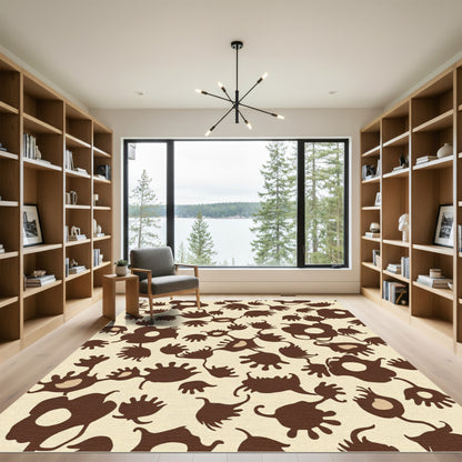 Brown Organic Abstract Floral Rug