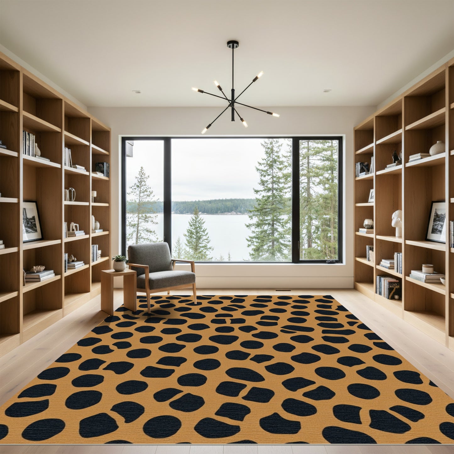 Brown Black Spotted Organic Shapes Rug