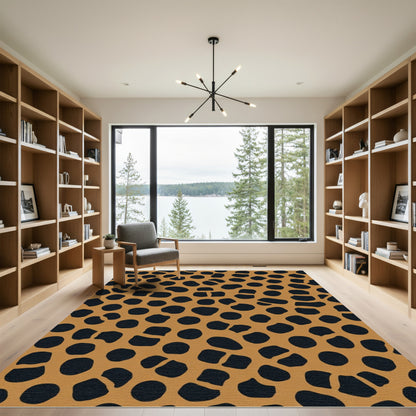 Brown Black Spotted Organic Shapes Rug