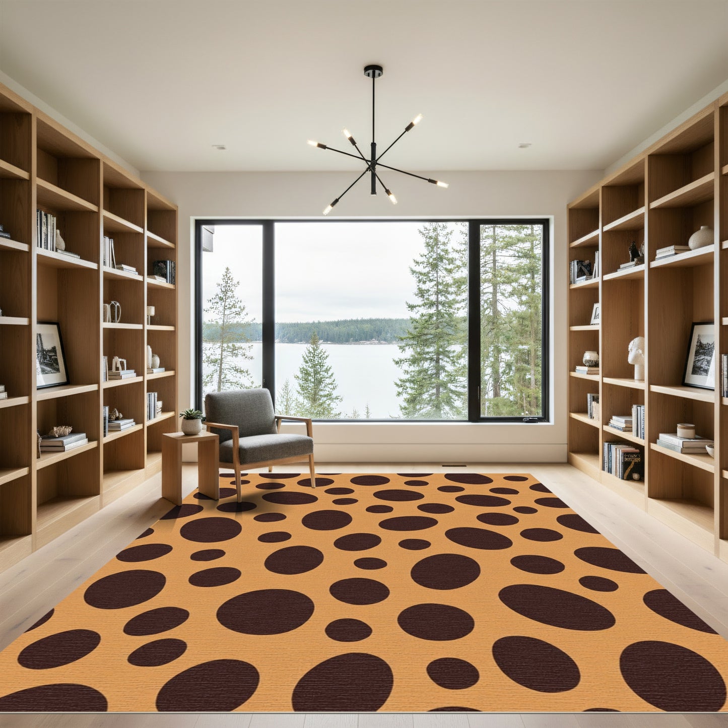 Brown Amorphous Spots Amber Field Rug