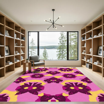 Pink Magenta Floral Ribbon Rug