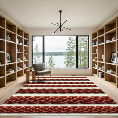 Rich Braided Red Rope Borders Rug