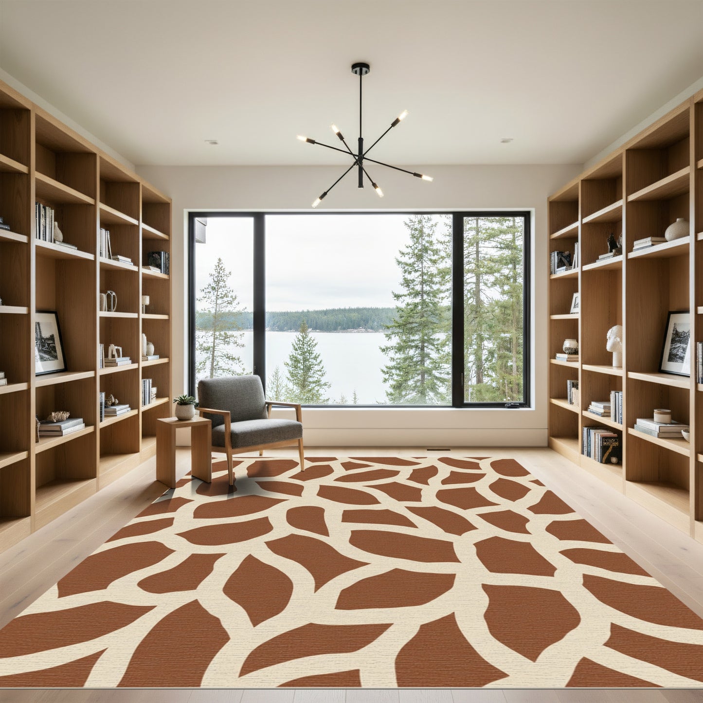 Brown Cream Giraffe Spot Overlay Rug