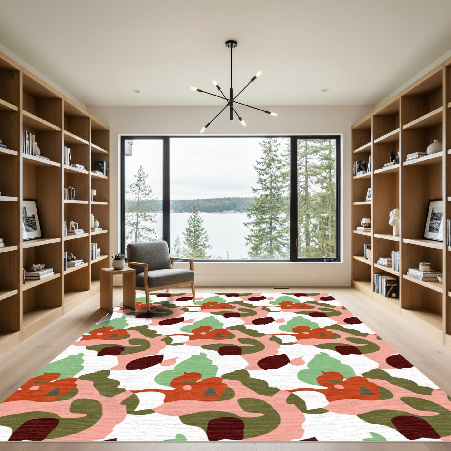 Abstract Camouflage Organic Shapes Terracotta Rug
