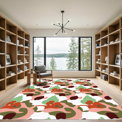 Abstract Camouflage Organic Shapes Terracotta Rug
