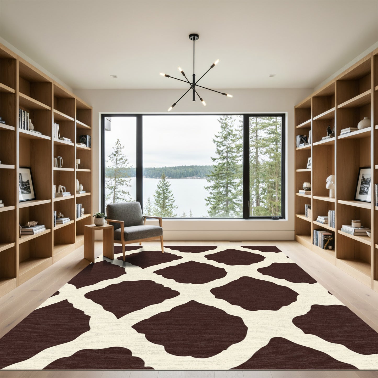 Brown Cream Organic Diamond Rug