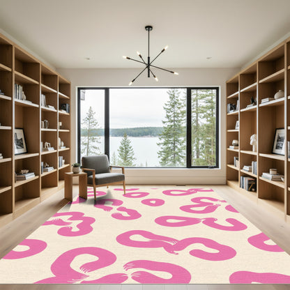 Pink Curved Links Cream Rug