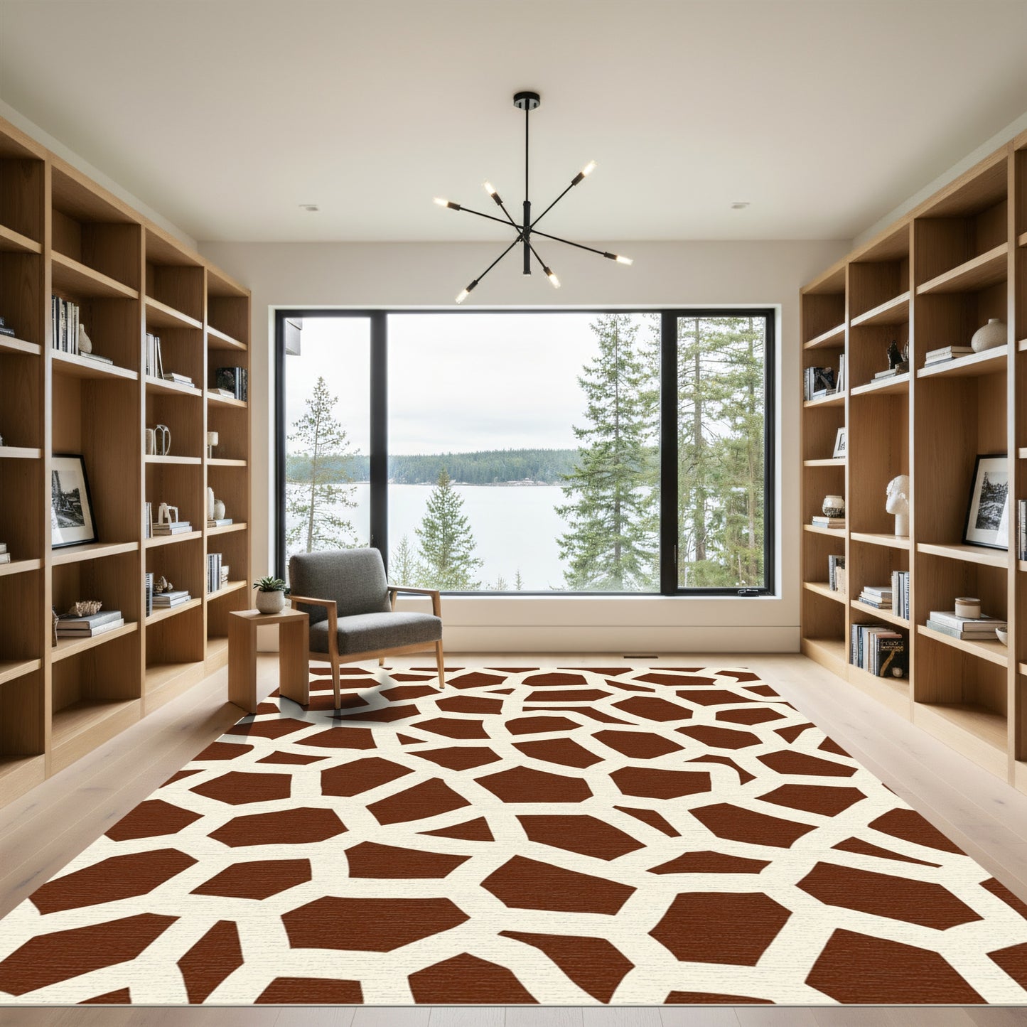 Brown Cream Giraffe Spot Texture Rug