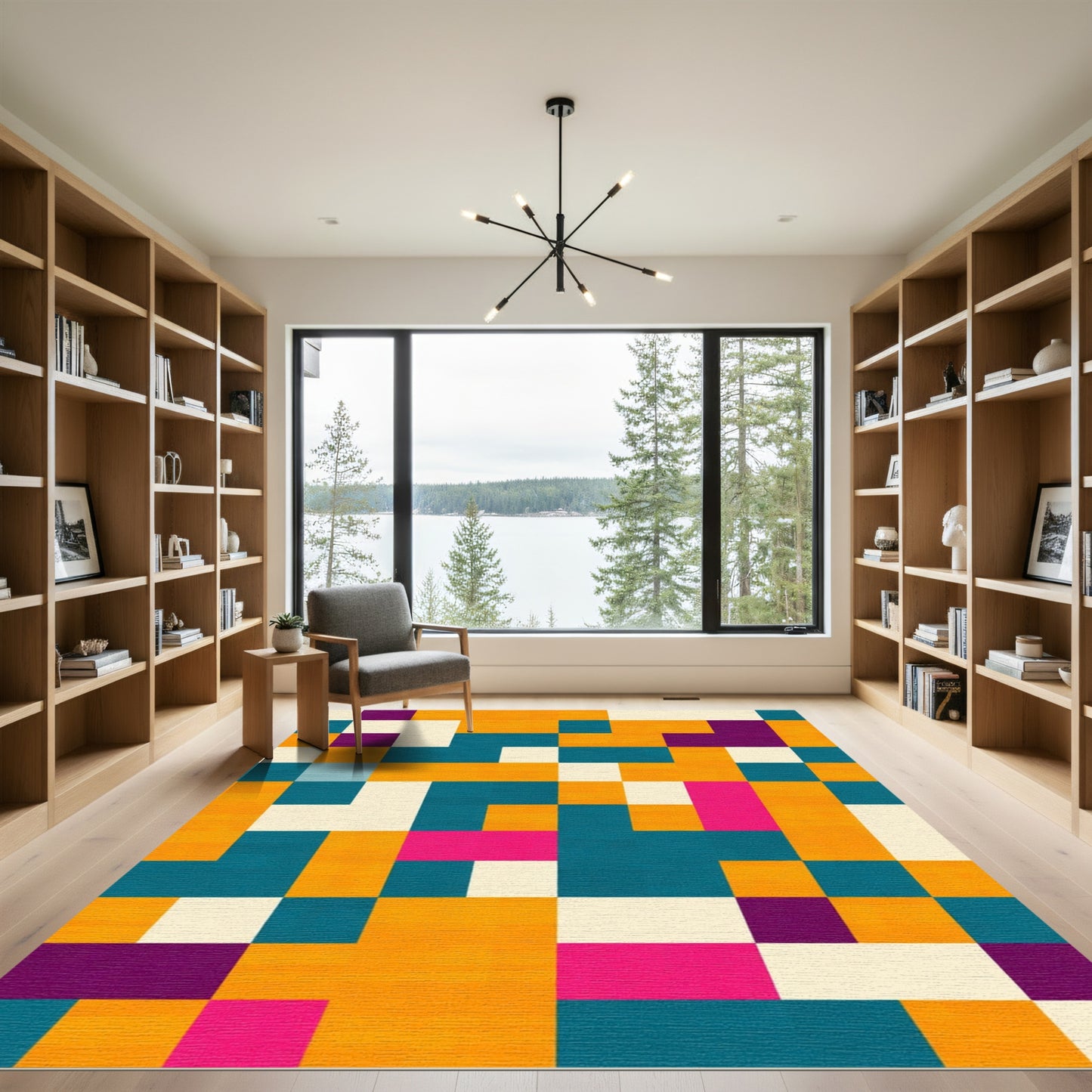 Geometric Blocks Bright Color Rug