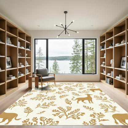 Golden Safari Animal Folk Art Rug