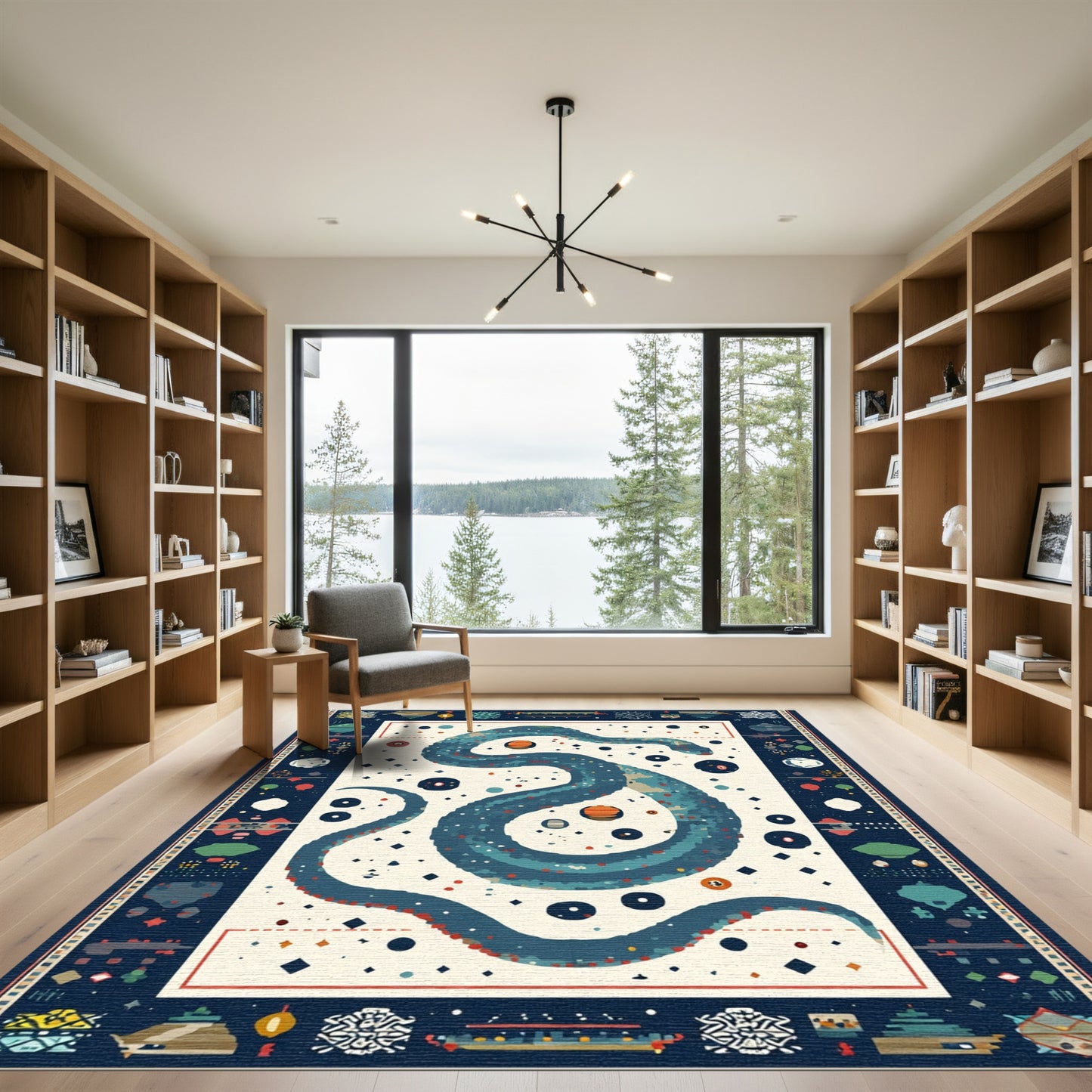 Blue Serpent Cosmic Galaxy Rug