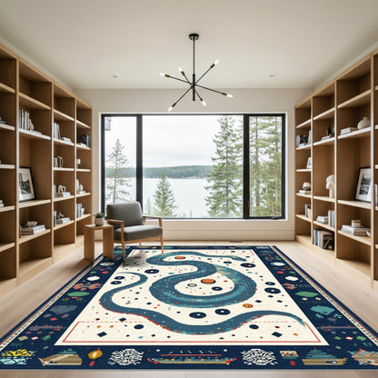 Blue Serpent Cosmic Galaxy Rug