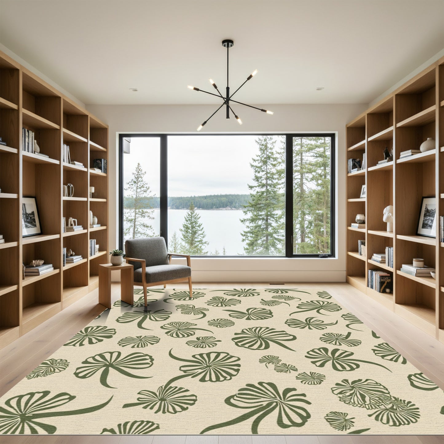 Olive Ginkgo Leaf Medley Rug