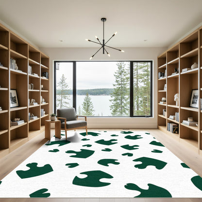 Dark Green Puzzle Piece Patchwork Rug