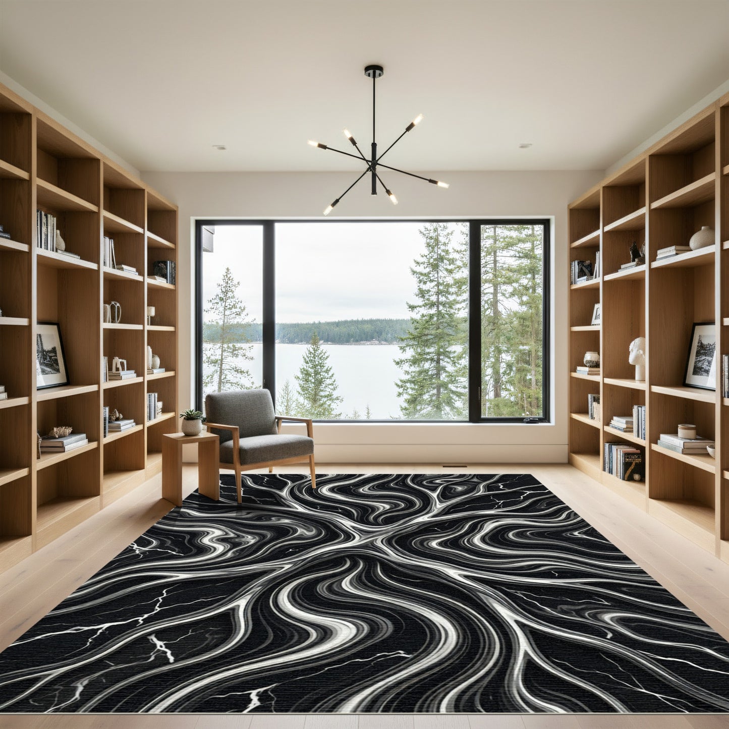 Monochromatic Liquid Marble Swirl Abstract Rug