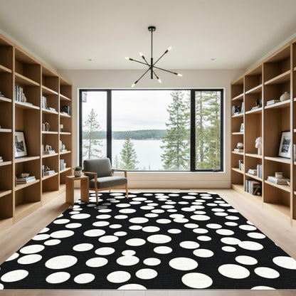 Black White Polka Dot Scatter Rug