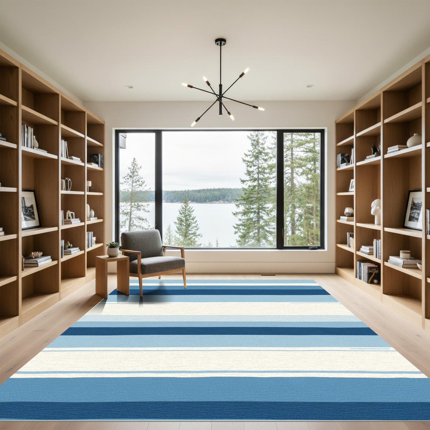 Coastal Blues Stripes Rug