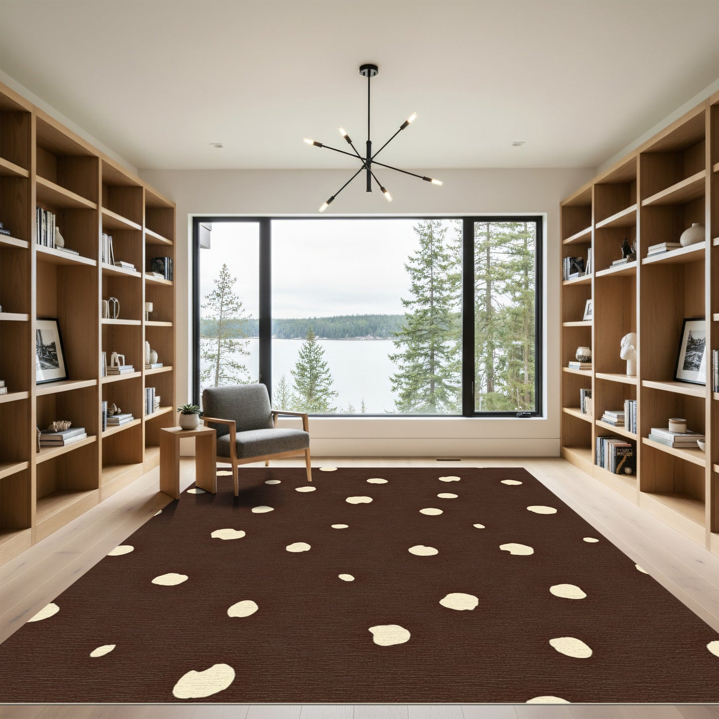 Brown Beige Polka Dot Scatter Rug