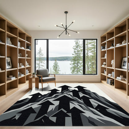 Black Arrows Ascending Mountain Peaks Rug