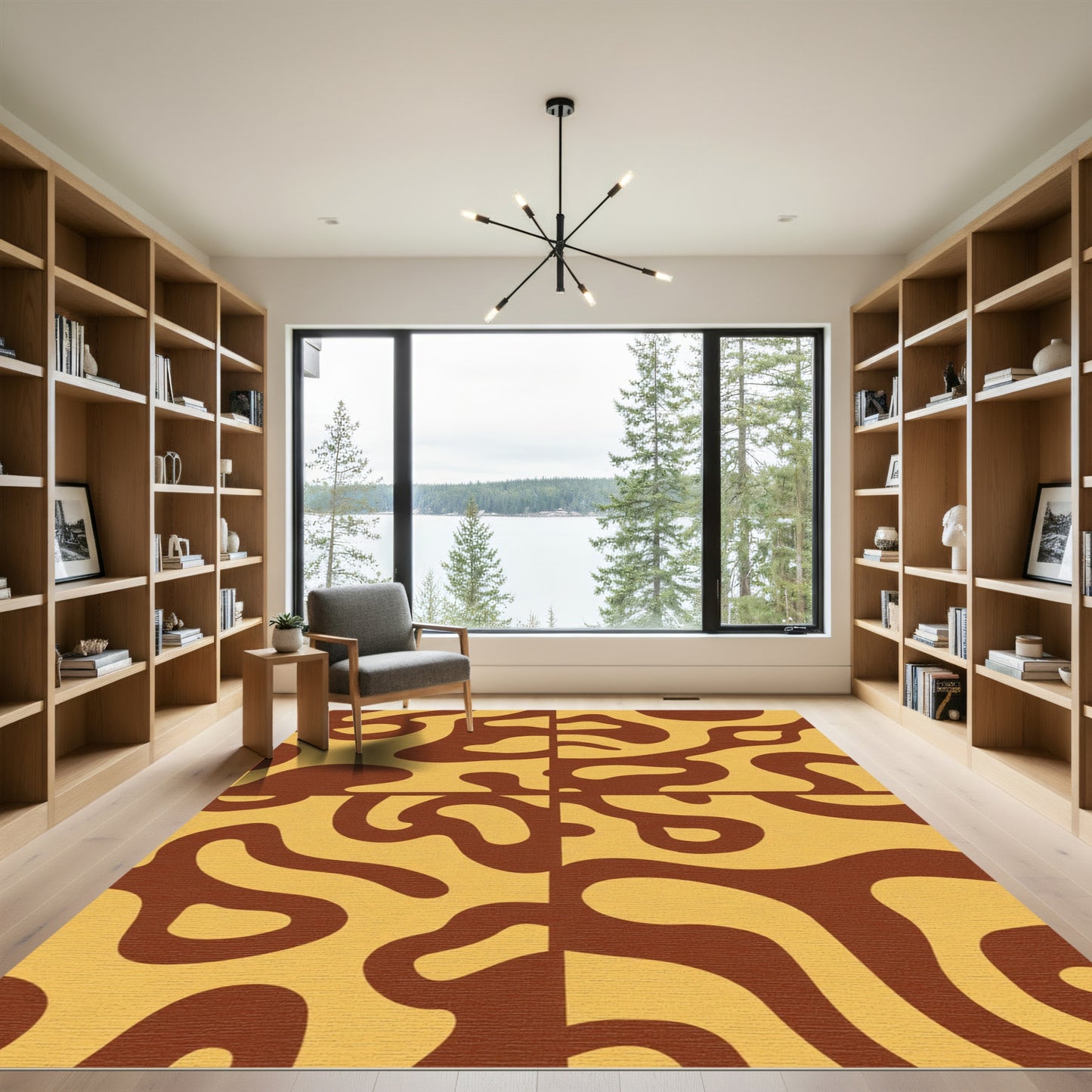 Retro Brown Organic Shape Rug