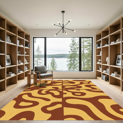 Retro Brown Organic Shape Rug