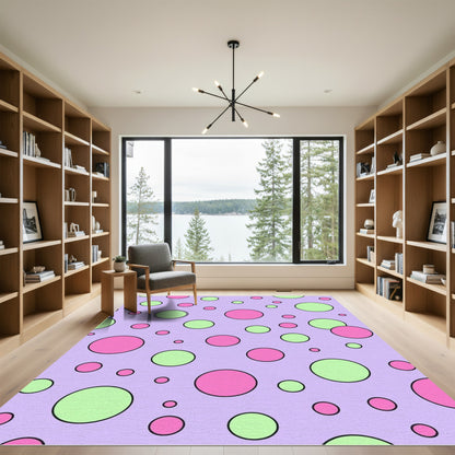 Lavender Pink Green Scattered Circles Rug