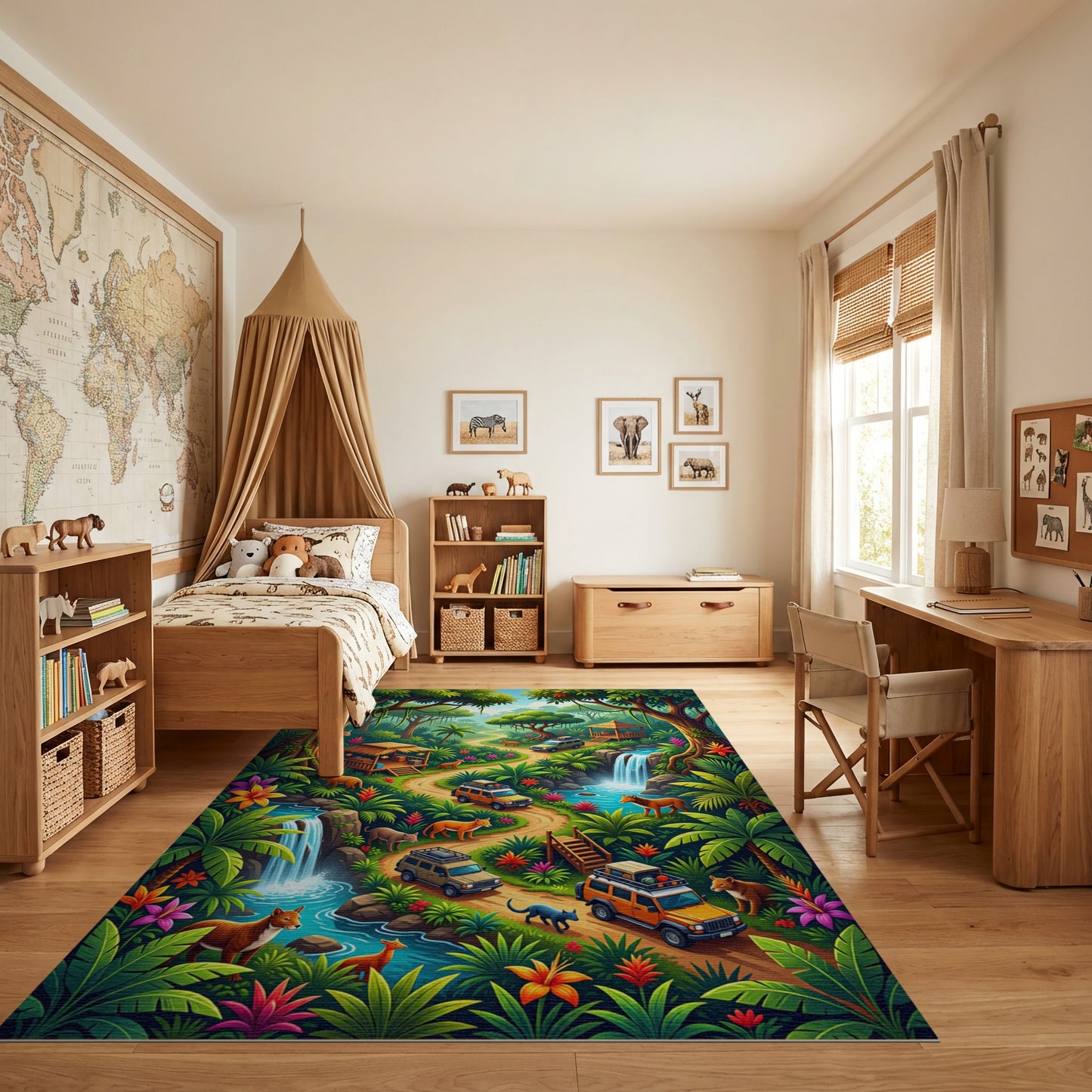 Vibrant Lush Jungle Safari Adventure Rug