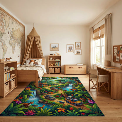 Vibrant Lush Jungle Safari Adventure Rug
