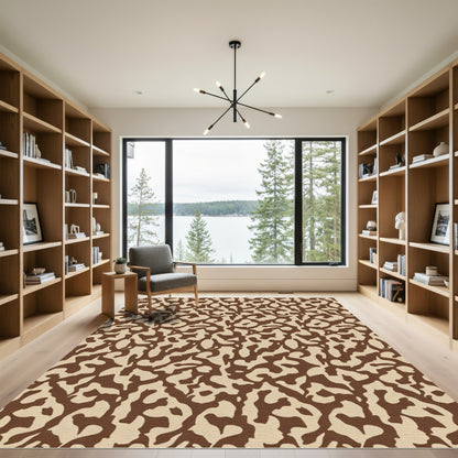 Brown Beige Organic Abstract Rug