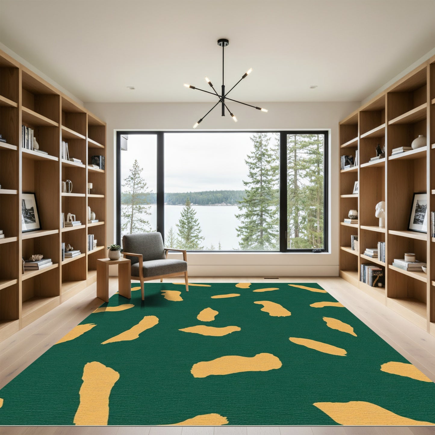 Deep Forest Yellow Brushstroke Scatter Rug
