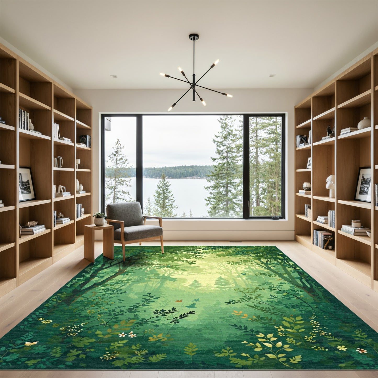 Enchanted Forest With Birds Butterflies Rug