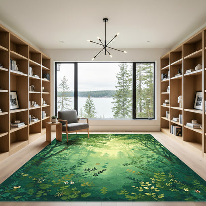 Enchanted Forest With Birds Butterflies Rug